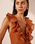 Celeste Layered Maxi Dress - Rust