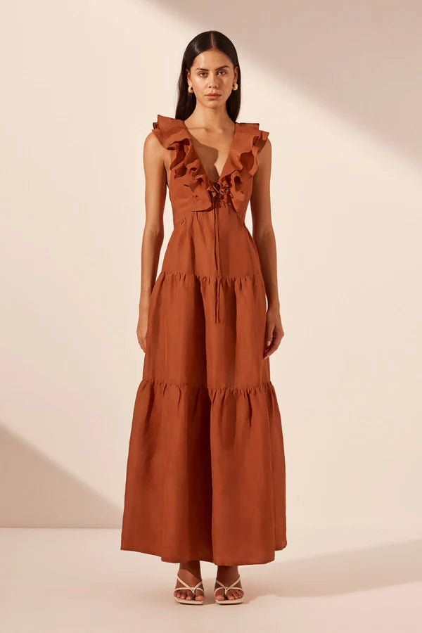 Celeste Layered Maxi Dress - Rust
