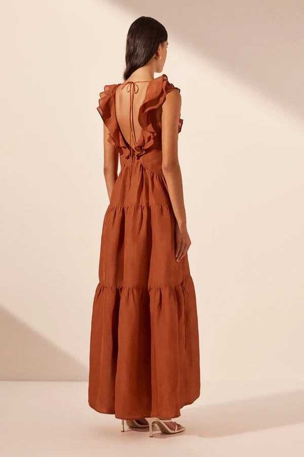 Celeste Layered Maxi Dress - Rust