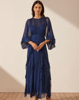 Isola Round Neck Balloon Sleeve Maxi Dress