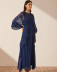 Isola Round Neck Balloon Sleeve Maxi Dress