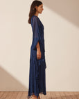 Isola Round Neck Balloon Sleeve Maxi Dress