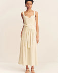 Kasbah Bustier Gathered Midi Dress - Bone