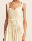 Kasbah Bustier Gathered Midi Dress - Bone