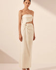 Lani Strapless Cut Out Maxi Dress - Rice