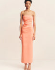 Lani Strapless Draped Maxi Dress - Peach