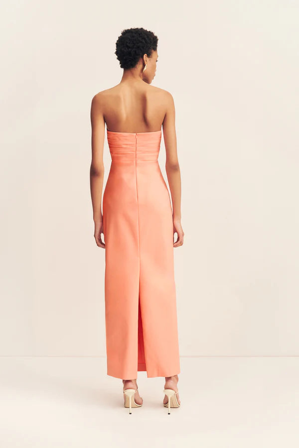 Lani Strapless Draped Maxi Dress - Peach