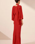 Amina Plunge Balloon Sleeve Maxi Dress - Chilli