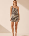 Escalet Silk Asymmetrical Bias Cowl Mini Dress