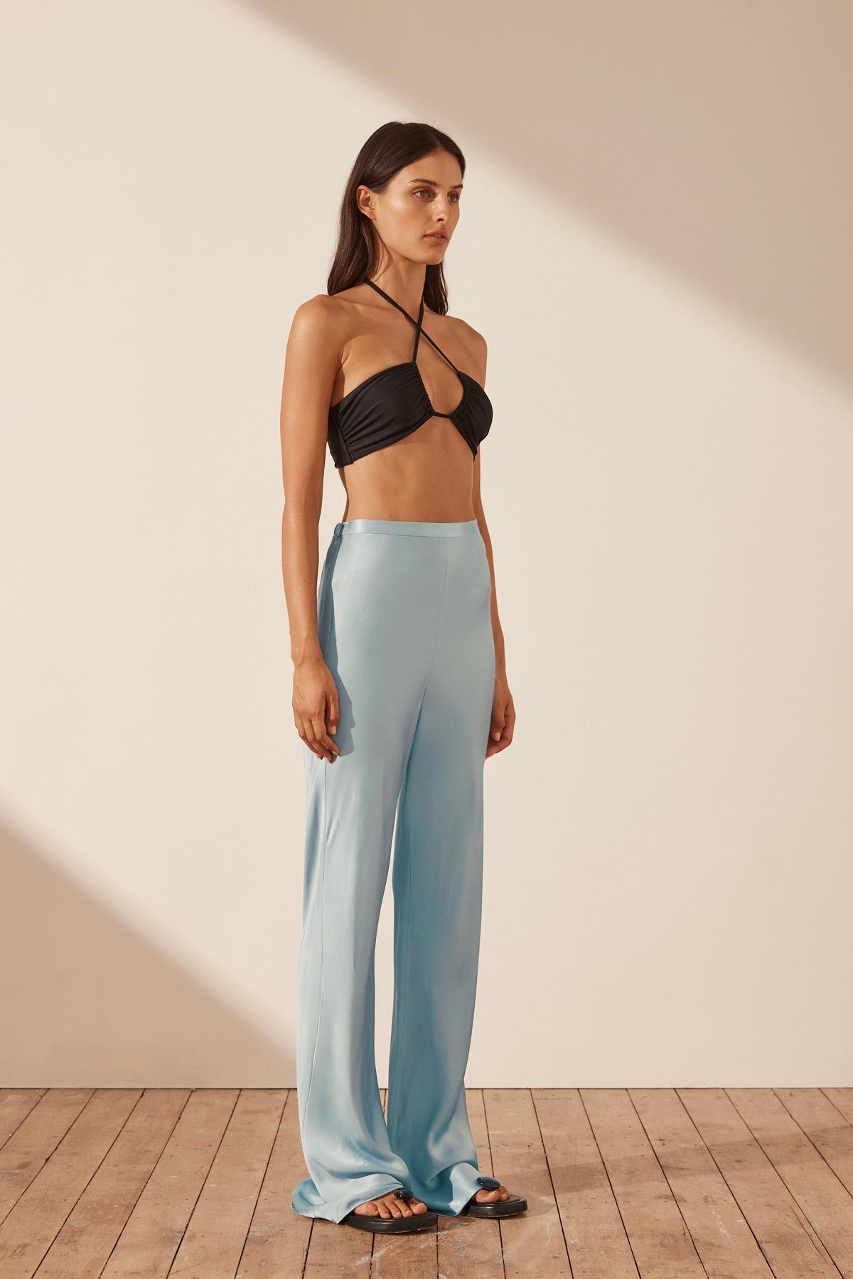 Camille Bias Cut Pant - Cool Blue