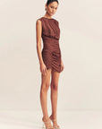 Blair Panelled Gathered Mini Dress - Cocoa