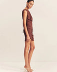 Blair Panelled Gathered Mini Dress - Cocoa
