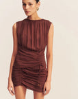 Blair Panelled Gathered Mini Dress - Cocoa