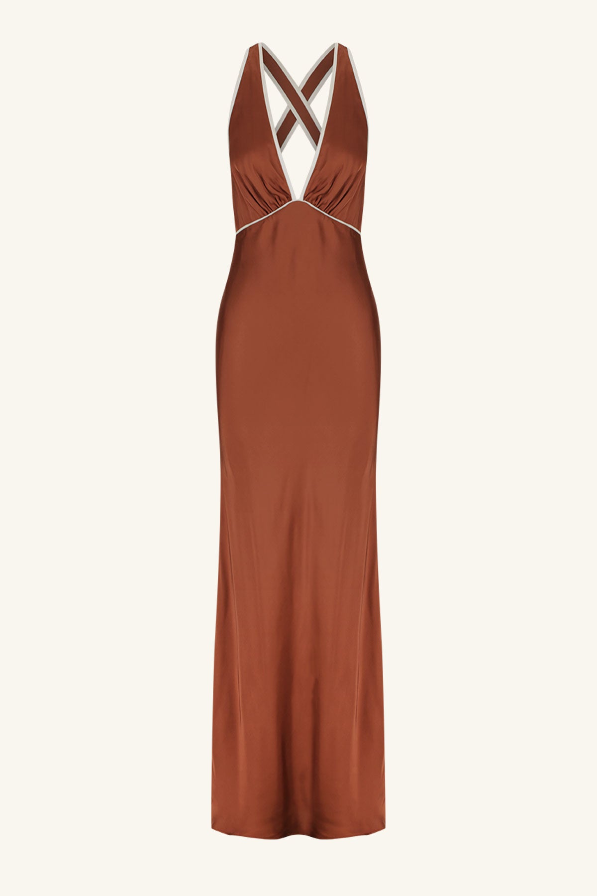 Belkis Contrast Plunged Cross Back Maxi Dress