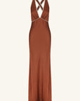 Belkis Contrast Plunged Cross Back Maxi Dress