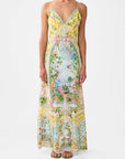 V Neck Full Length Bias Slip Dress