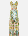 V Neck Full Length Bias Slip Dress