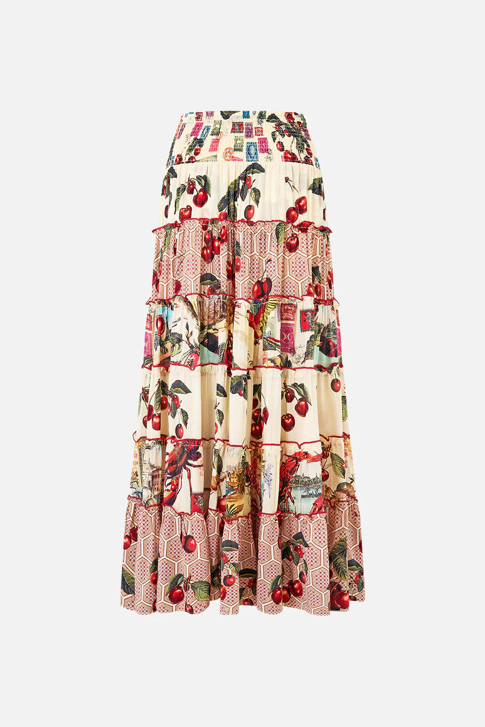 Shirred Waist Tiered Circle Skirt