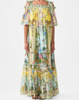 Long Off Shoulder Frill Dress With Straps