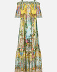 Long Off Shoulder Frill Dress With Straps
