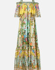 Long Off Shoulder Frill Dress With Straps