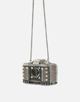 Embellished Crystal Camera Clutch Bag