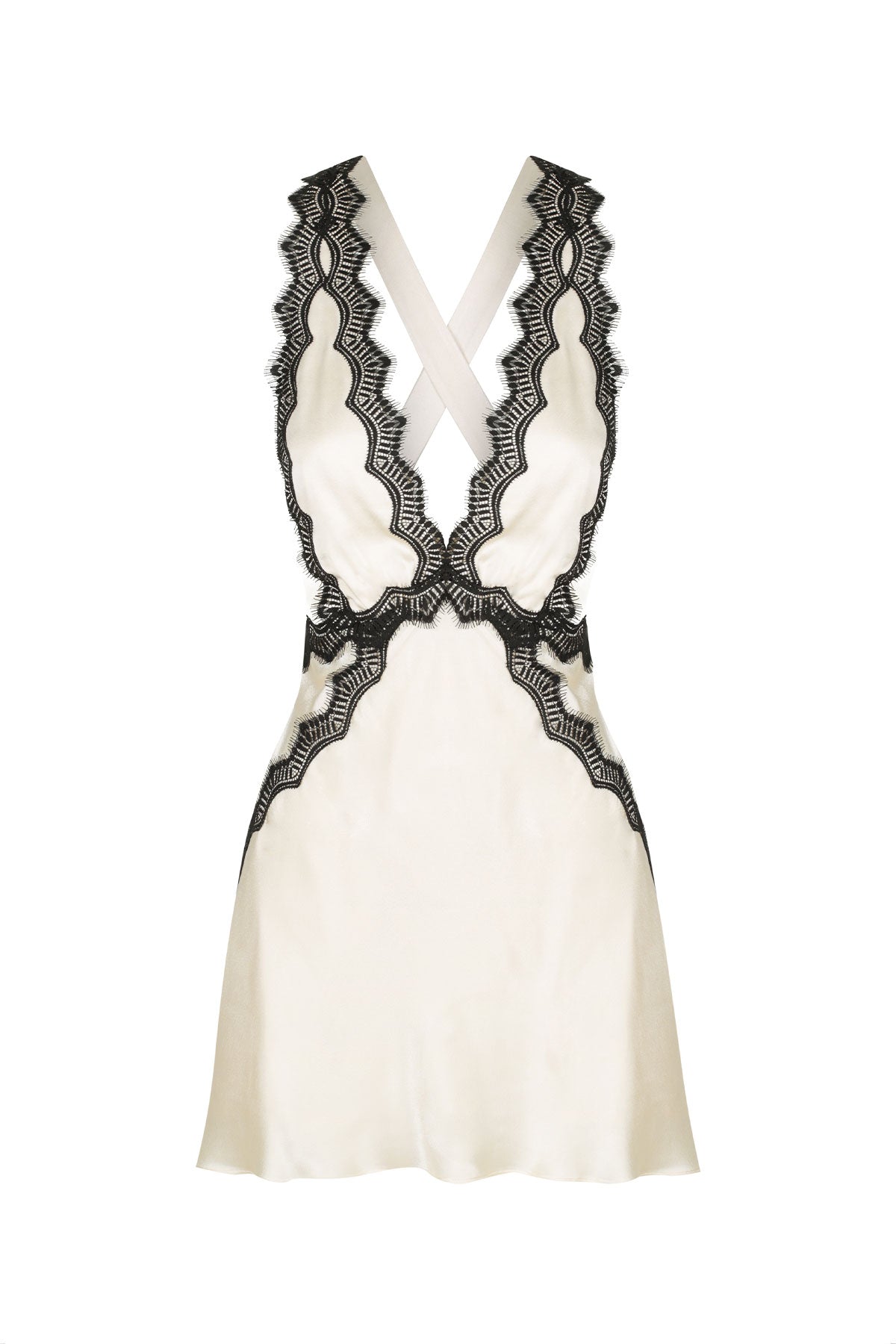 Camille Lace Cross Back Mini Dress - Cream