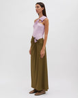 Tri Crystal Stone Shoulder Tank - Pink Tourmaline