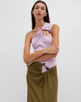 Tri Crystal Stone Shoulder Tank - Pink Tourmaline