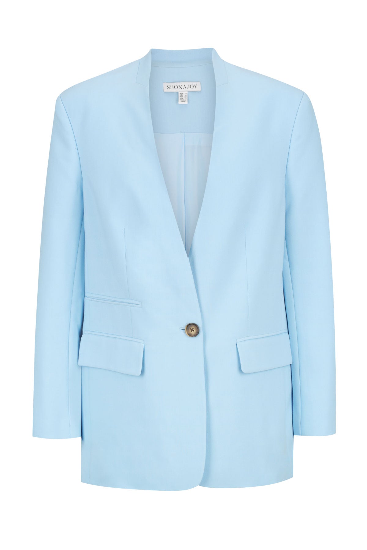 Irena Collarless Oversized Blazer - Cool Blue