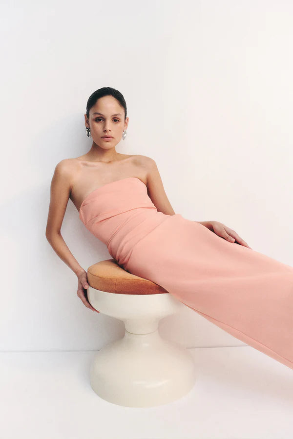 Lani Strapless Draped Maxi Dress - Peach