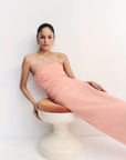 Lani Strapless Draped Maxi Dress - Peach