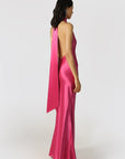 Penelope Backless Satin Gown in Fuchsia