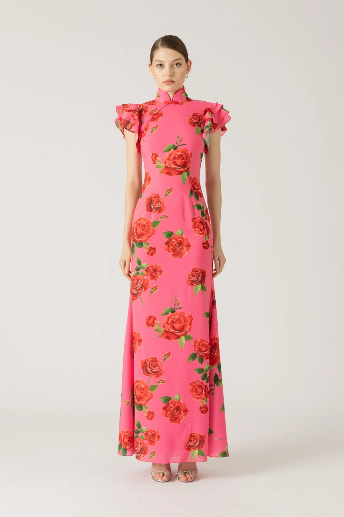 Sylvie Floral Dress in Pink Rose