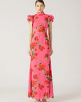 Sylvie Floral Dress in Pink Rose