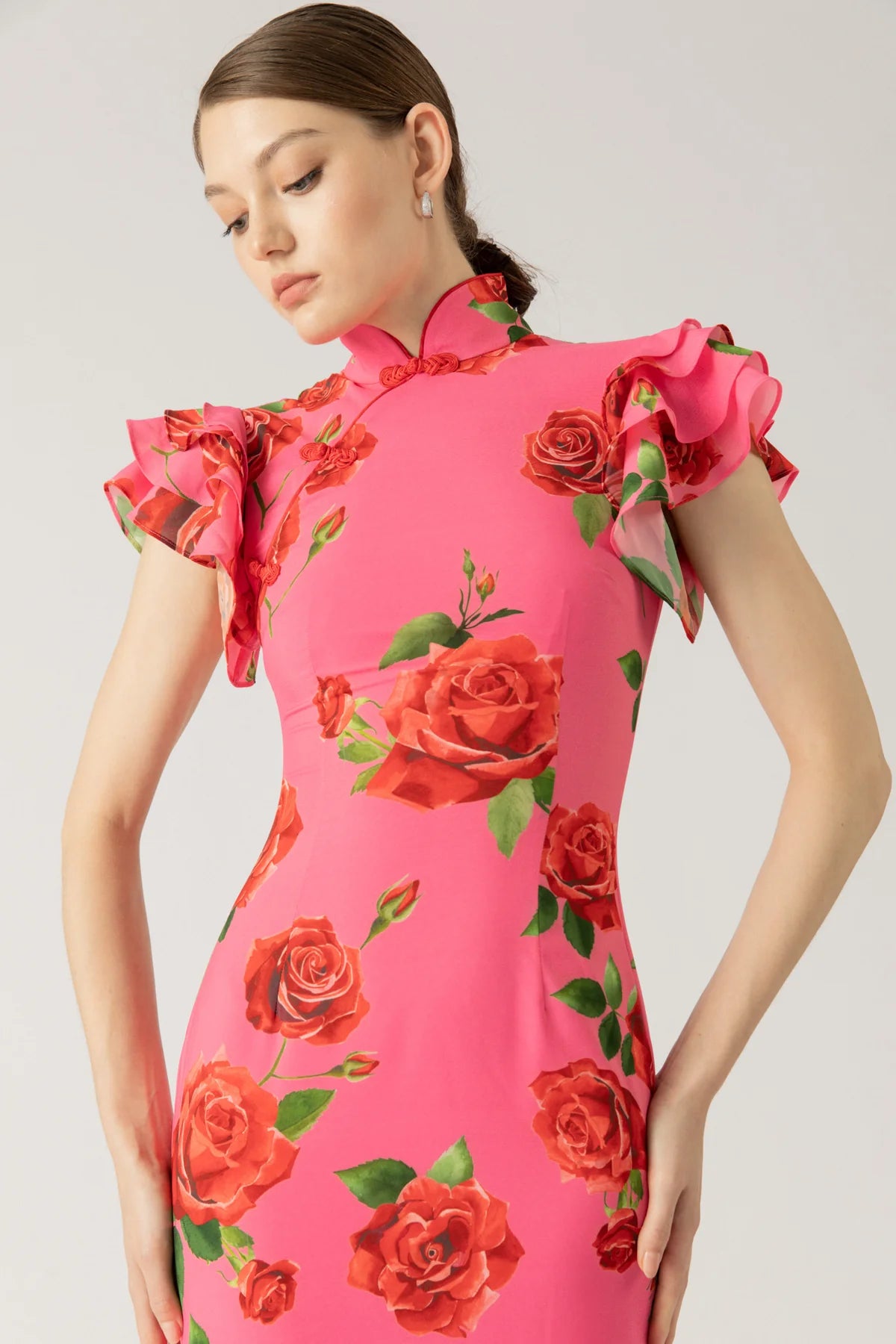 Sylvie Floral Dress in Pink Rose