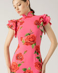 Sylvie Floral Dress in Pink Rose