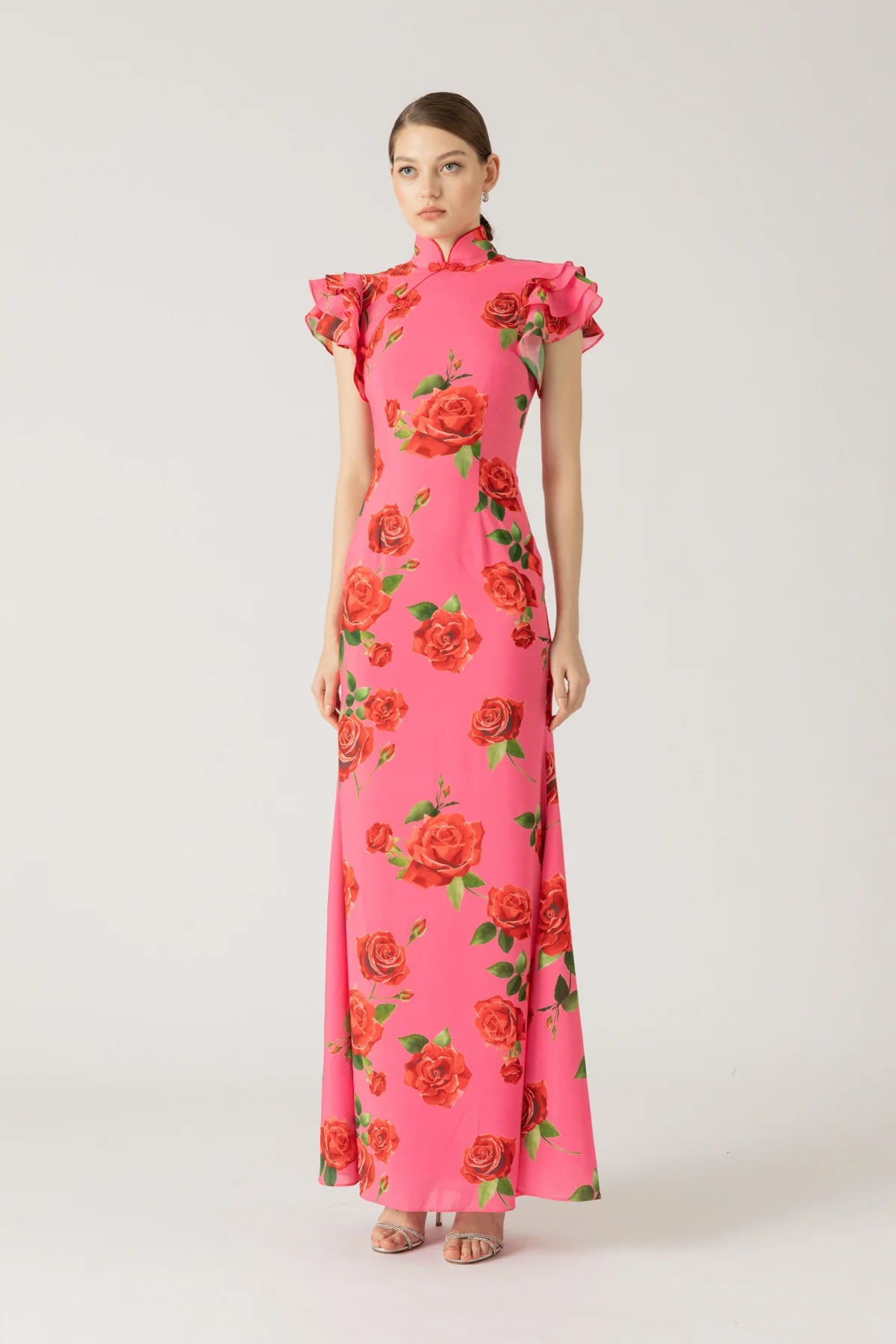 Sylvie Floral Dress in Pink Rose