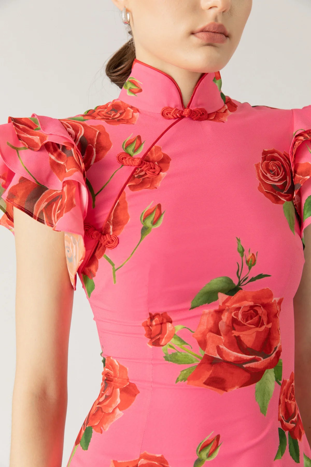 Sylvie Floral Dress in Pink Rose