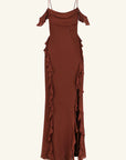Blair Ruffle Cowl Maxi Dress - Cocoa