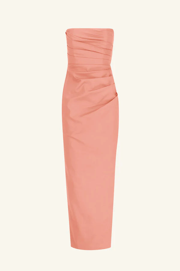Lani Strapless Draped Maxi Dress - Peach