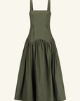 Maiori Square Neck Midi Dress - Army Green