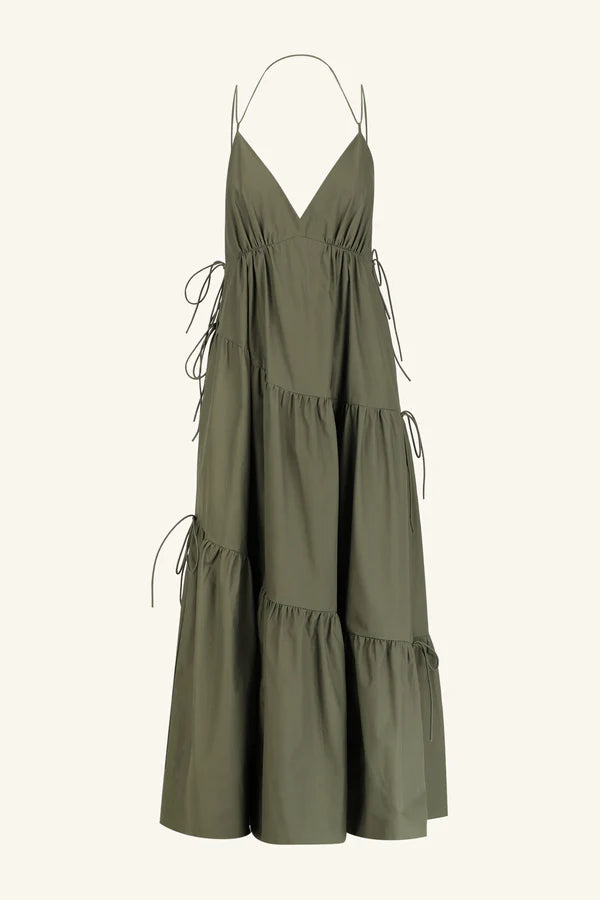 Maiori Tiered Maxi Dress - Army Green
