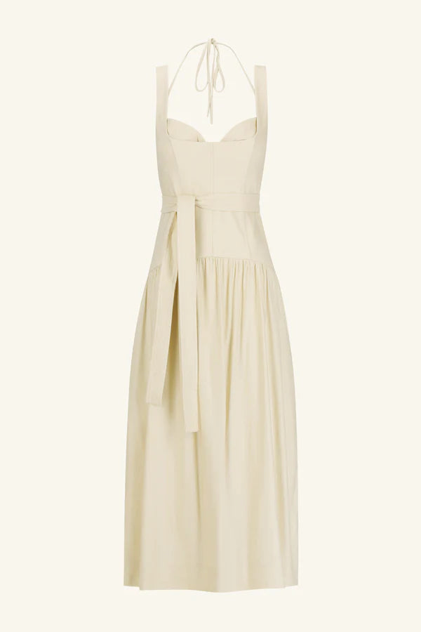 Kasbah Bustier Gathered Midi Dress - Bone
