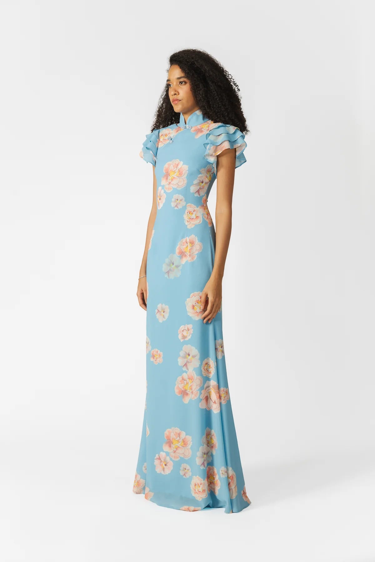 Sylvie Floral Dress in Blue Multi