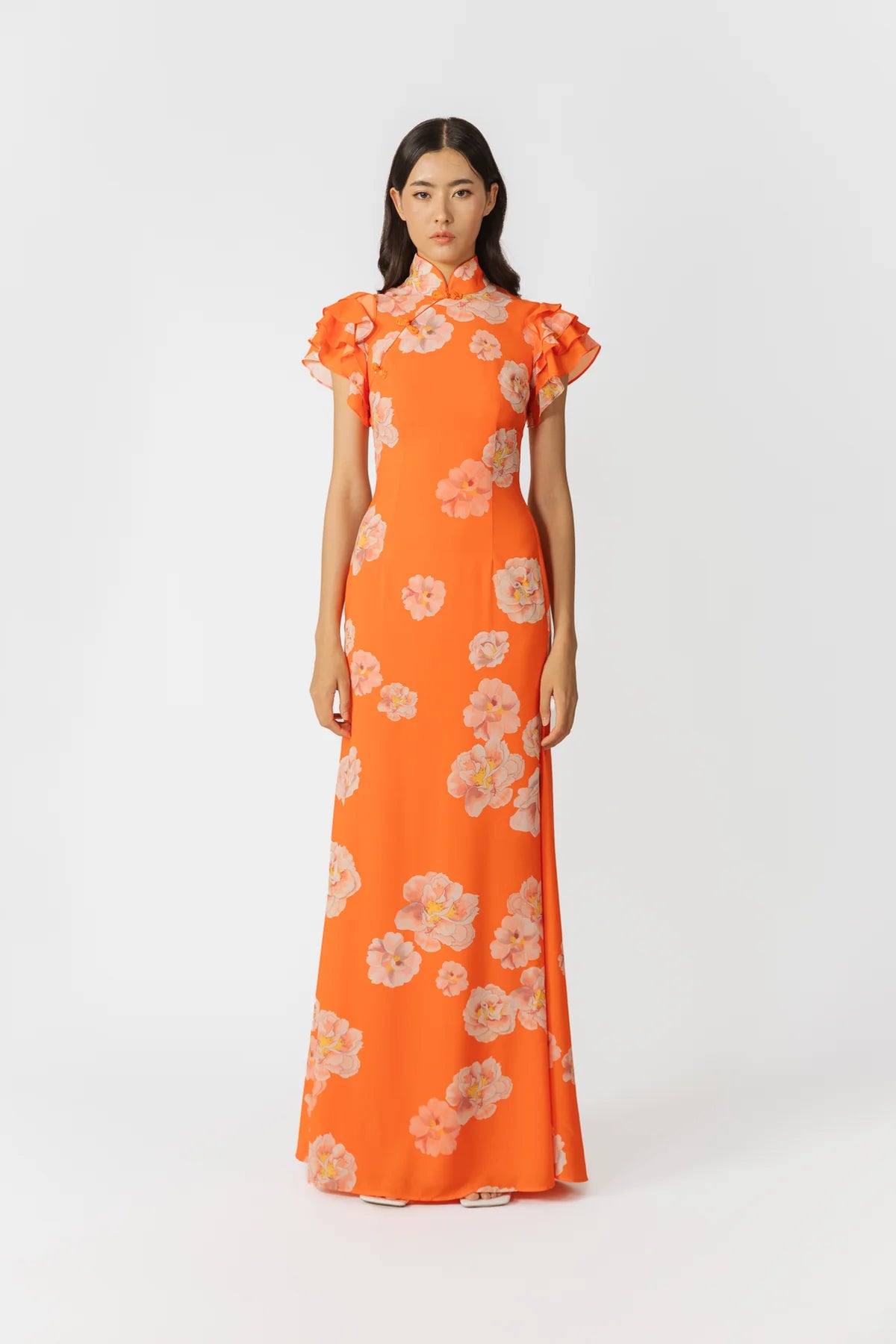 Sylvie Floral Dress in Orange Multi