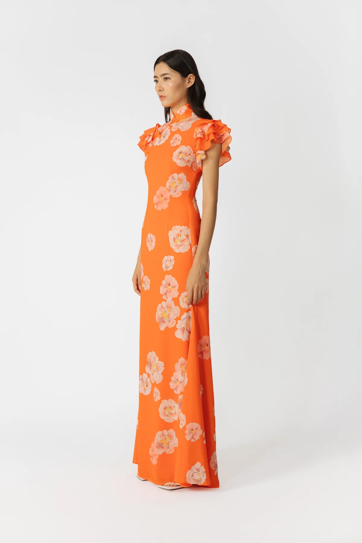 Sylvie Floral Dress in Orange Multi