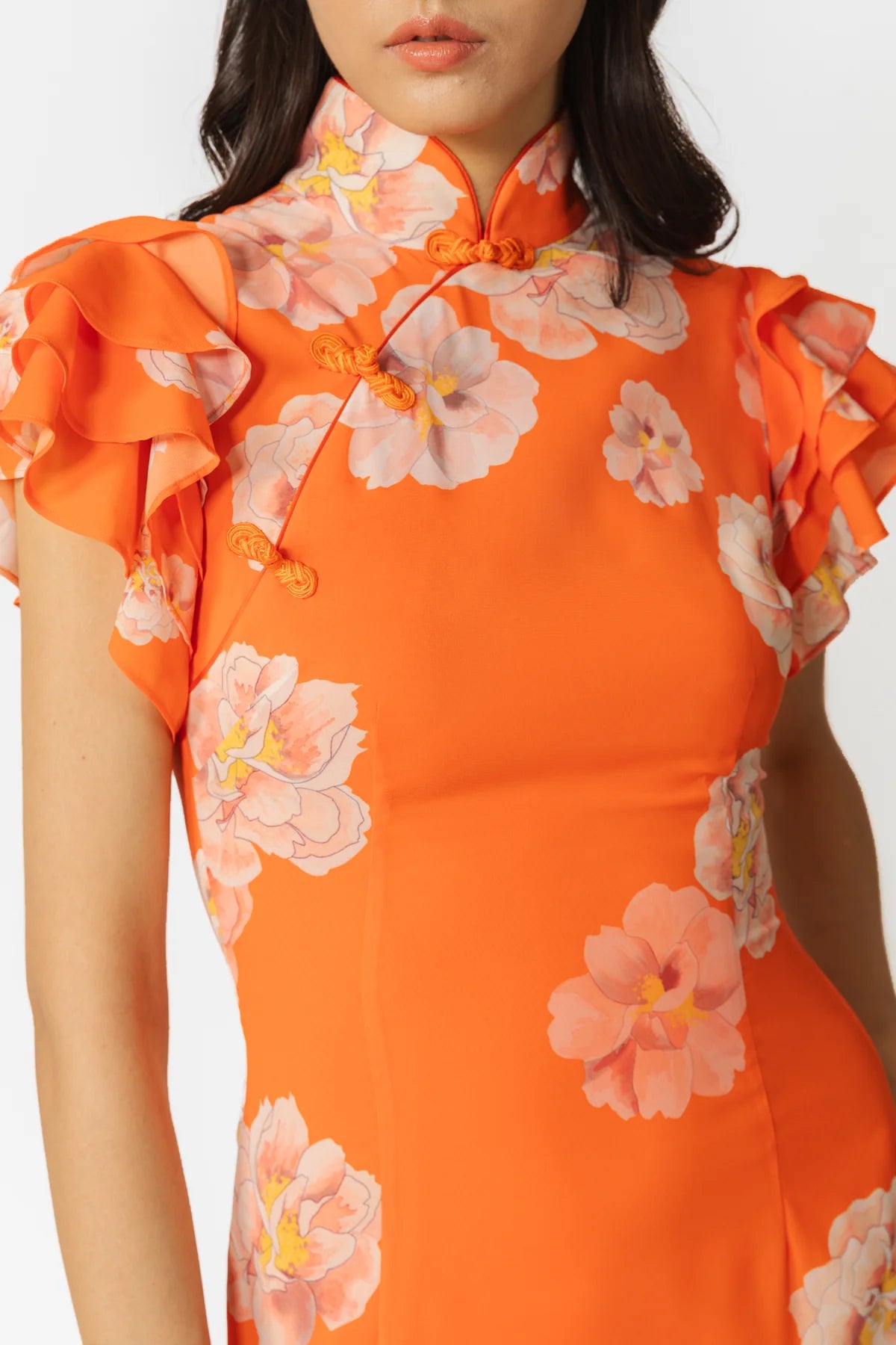 Sylvie Floral Dress in Orange Multi