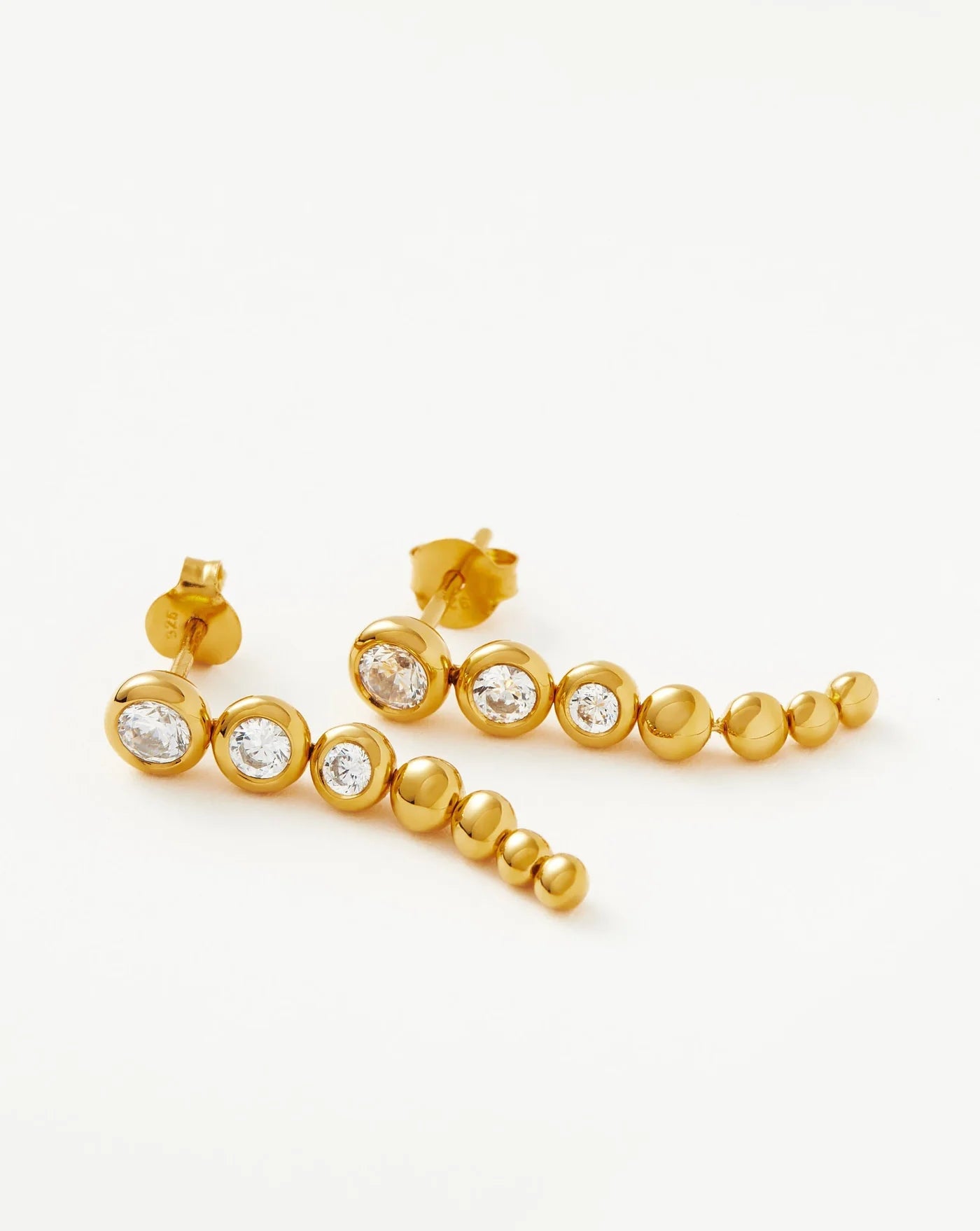 Articulated Beaded Stone Drop Stud Earrings