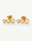 Articulated Triple Stone Stud Earrings